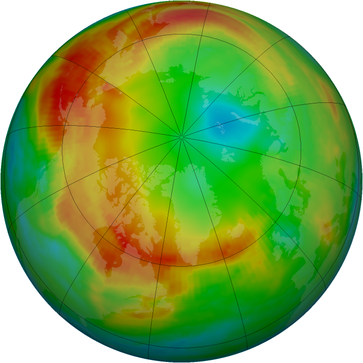 Arctic ozone map for 01 February 1984